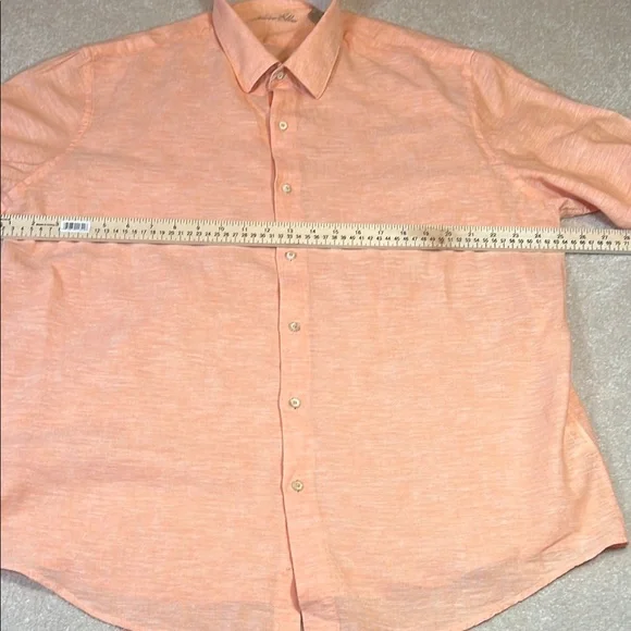 Tasso‎ Elba Orange Casual Button Down Shirt linen/cotton blend - Picture 4 of 8